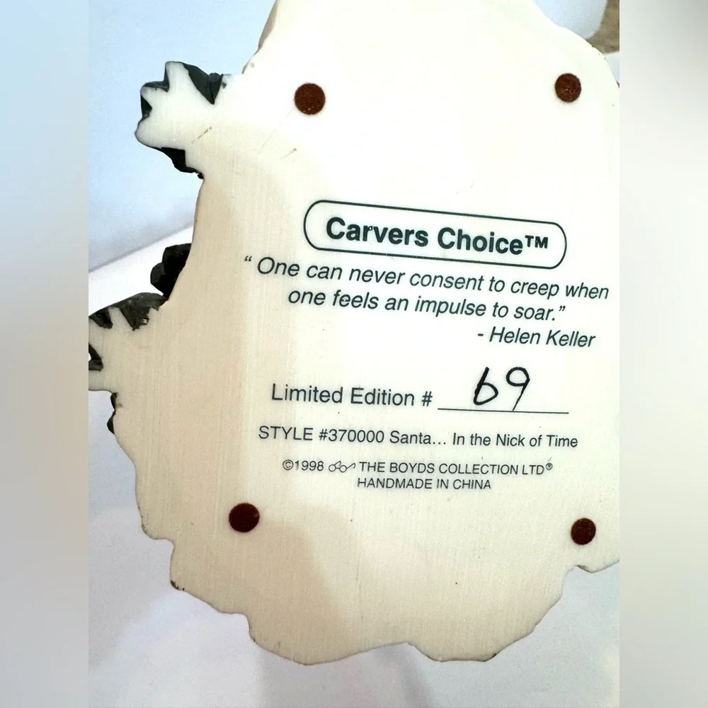 Vintage Boyds Carver’s Choice Santa…In the Nick of Time Resin Christmas